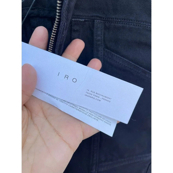 NWT IRO Binda Womens Front Zip Frayed Denim Mini Skirt Black Sz 34 - Picture 10 of 11